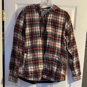 L.L. Bean Multicolor hooded Plaid “Shacket”